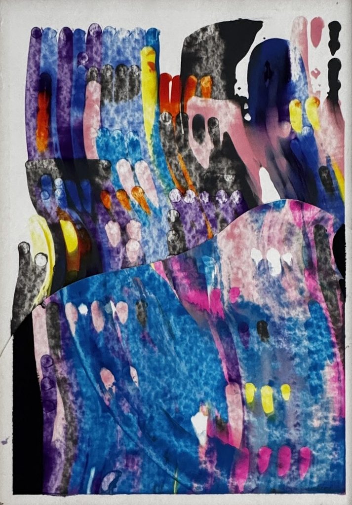 Abstraction aux couleurs vives, bleus et roses