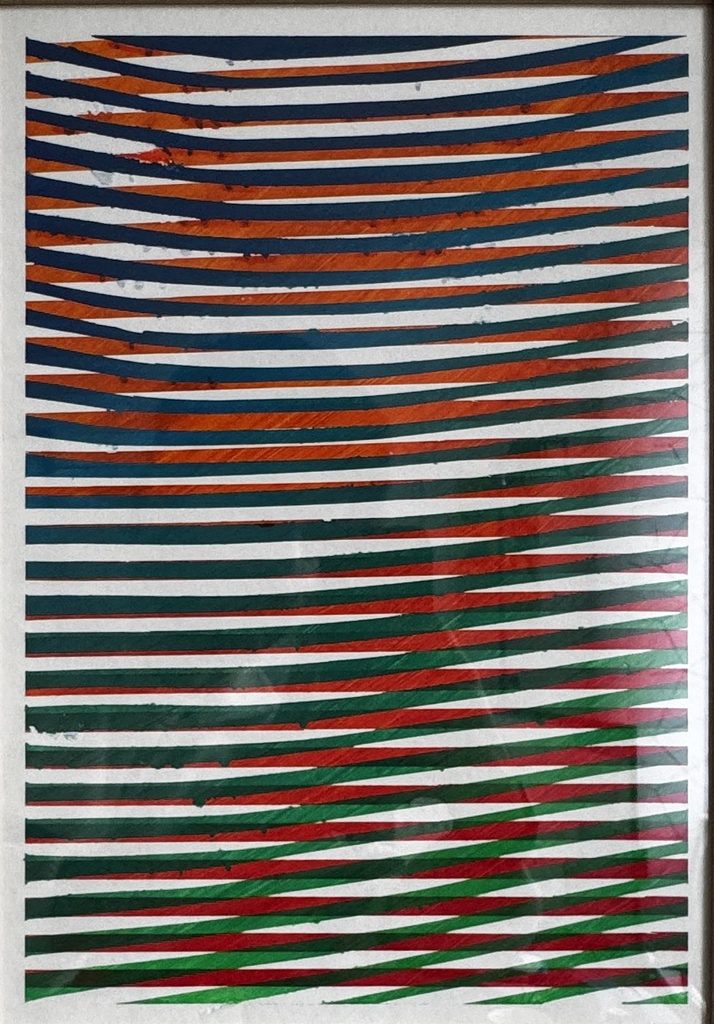 Lignes bleues et rouges qui ondulent